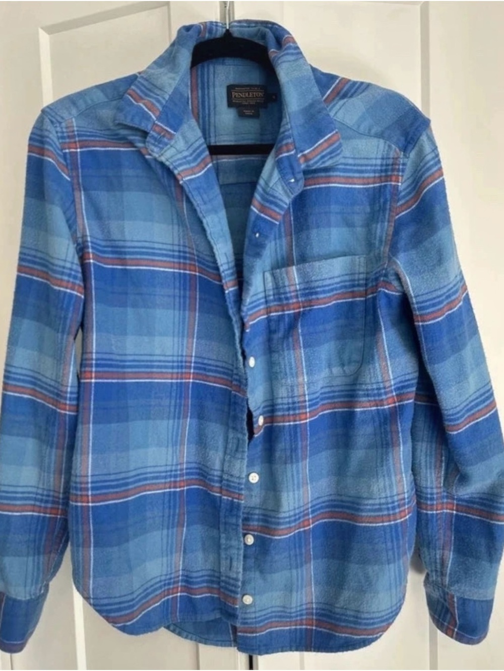 Pendleton Blue Plaid Cotton Button-Down Shirt